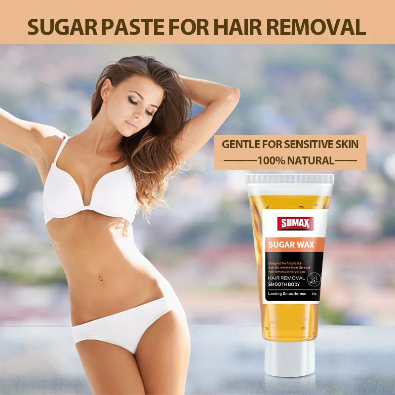 SUMAX Depilatory Wax Hair Removal Sugaring Cold Sugar 50g Kit Natural Painless For Arm Leg Facial Underarm Hair Removal Wax