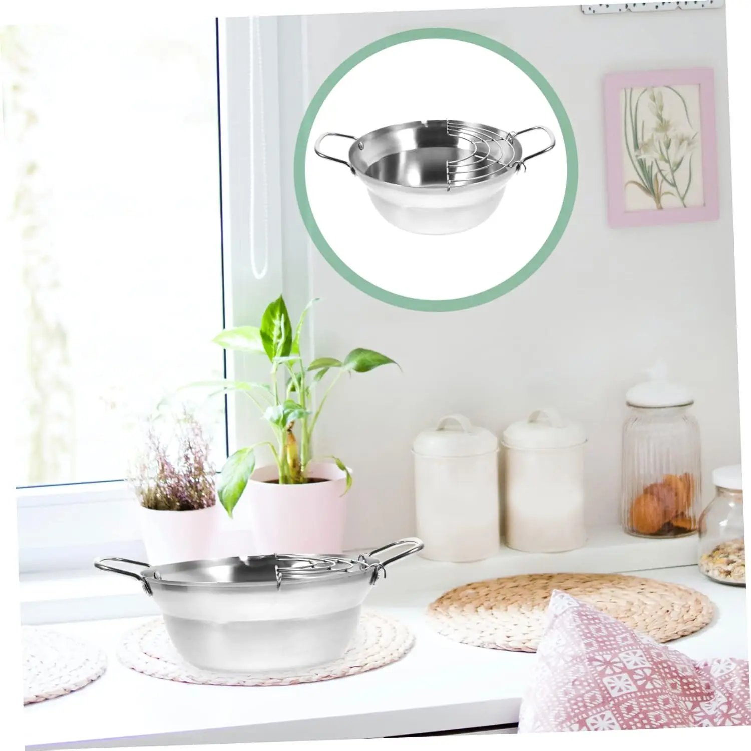 1 Pc Stainless Steel Deep Frying Pot Induction Cooker Frying Pan Tempura Fry Pot Induction Pan Skillet Fish Fryer J