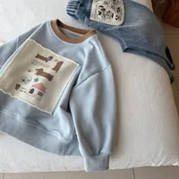 1-7 ans garçons automne Patchwork Shrit printemps solide dessin animé sweat pour enfants beaux enfants sport pulls décontractés 4