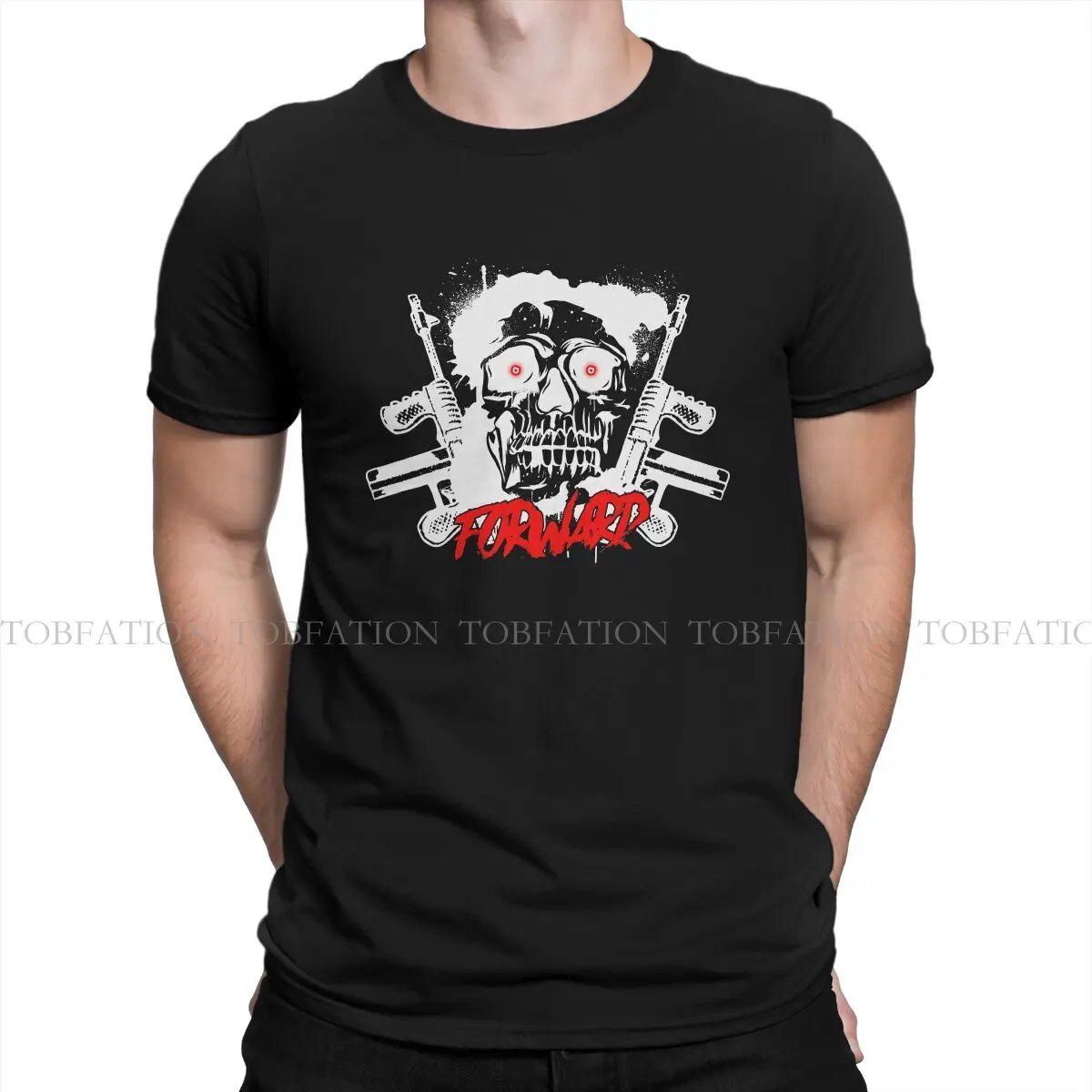 

Skeleton Gun Man's TShirt Forward Observations Group Crewneck Short Sleeve 100% Cotton T Shirt Funny High Quality Gift Idea