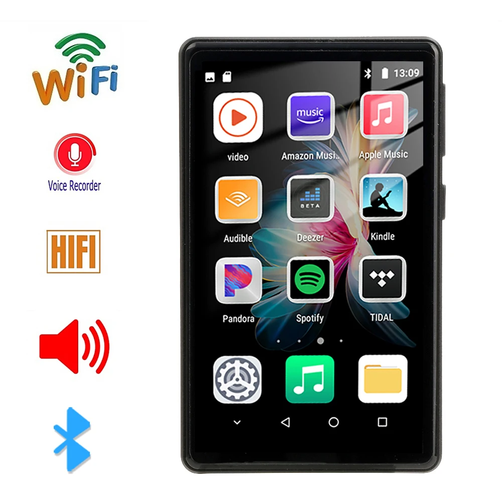 

WiFi MP3 Player Bluetooth 5.0 MP4 MP5 Player 4.0"Full Touch screen Android 8.1 Smart System with Spotify Streaming Music Player