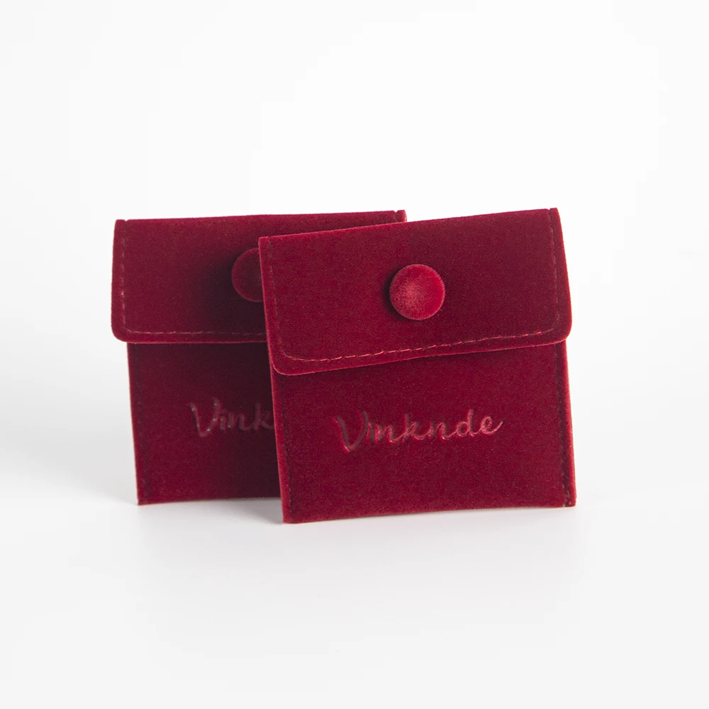 100 Stück individuelles Logo Wein Samt Schmuckbeutel Mini Wildleder Samt Flanell Geschenkbeutel mit Knopf personalisiertes geprägtes Drucklogo – Detail 9