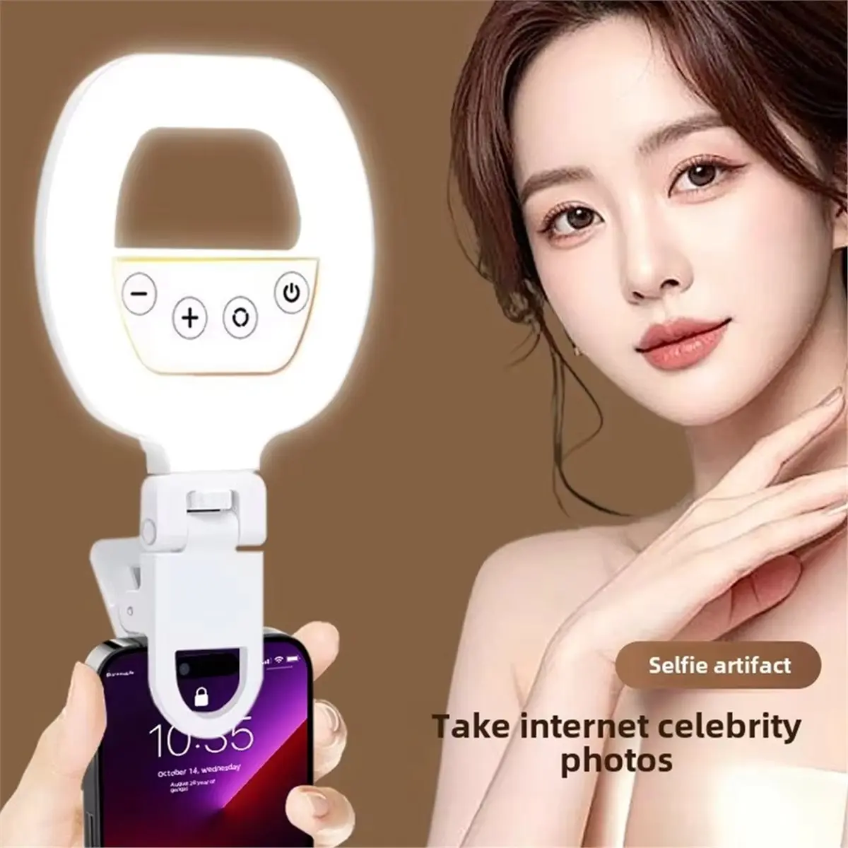 A10R 휴대폰 필 라이트 휴대용 셀카 뷰티 라이트 충전식 링 셀카 RGB 라이트 블루투스 셀카 리모컨 포함