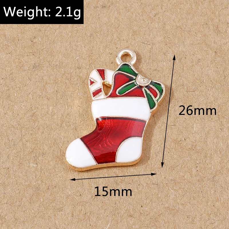 10 stücke Emaille Weihnachten Santa Claus Schneemann Charms Anhänger für Schmuck Herstellung Ohrringe Armband DIY Halskette Zubehör – Detail 21