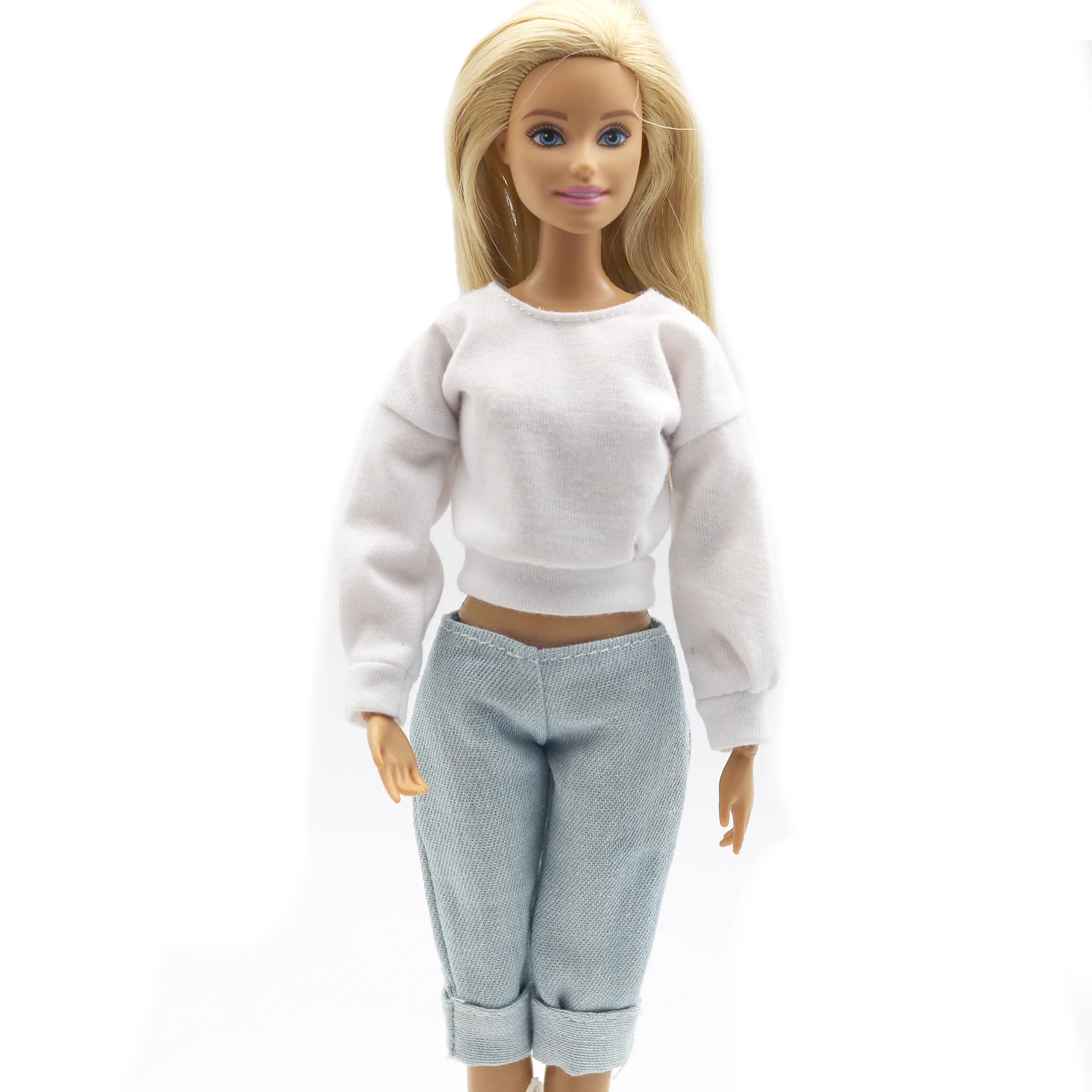 2 jogos/lote elk deer imprimir roupas para barbie boneca roupas de manga  longa camisa curta jean calças acessórios traje presente