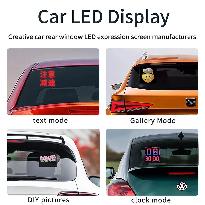 스마트 LED 자동차 픽셀 디스플레이 앱 제어 디스플레이, 프로그래밍 가능한 스크린 패널, 홈 룸 장식, 상점 광고, 32x32LED