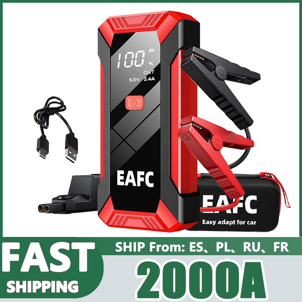 Car Jump Starter Jump Starter Car Battery Charger Portable Battery Charger Car Jump Starter Battery Booster Charger Car Emergency Starter 2000A/1200A/1000A/600A Petrol Diesel 12V PowerBank Starting Device