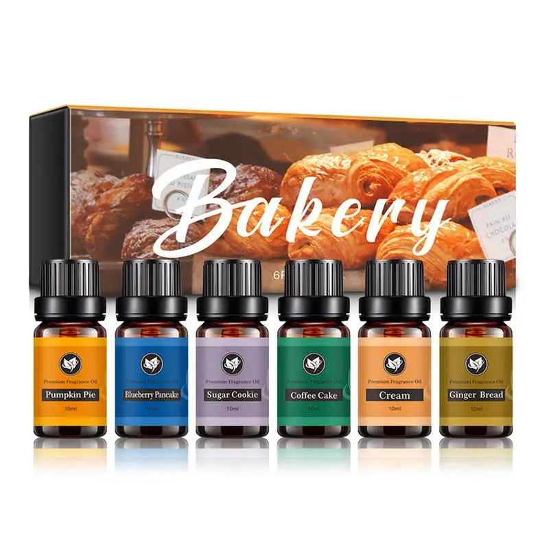 

Bakery Fragrance Oils Set Bakery Scents Spring Aromatherapy Oil 10ml 6pcs Natural Body Massage Oil For Air Care Spa Air