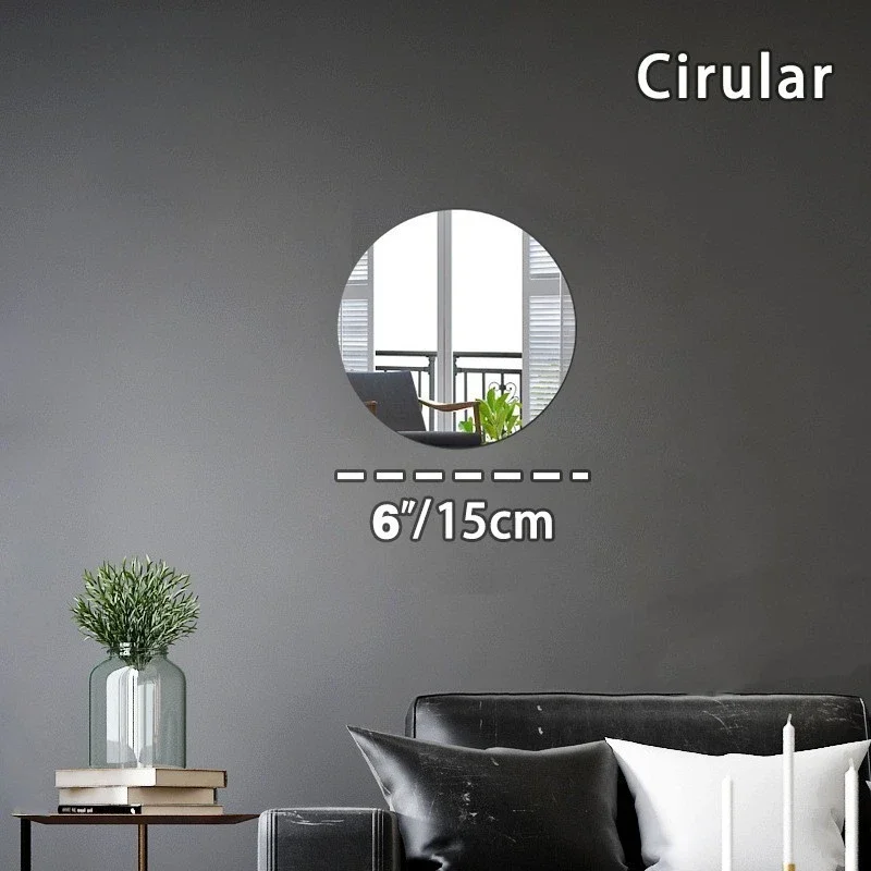 Flexible Mirror Sheets Self Adhesive Removable Non Glass Mirror Tiles Mirror  Stickers Decals for Home Room