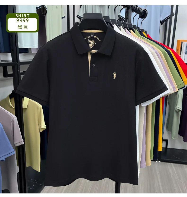 100% Baumwolle Kurzarm Herren-Poloshirt Luxus-Modemarke Hochwertige Pony-Stickerei Sommer-Komfort Neue Mode Paul T-Shirt – Detail 9