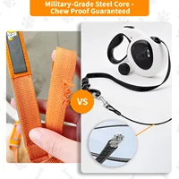 Retractable Dog Leash with USB Rechargeable LED Light, Heavy Duty Dog Lead, Poop Bag Holder, Steel Cable,16 ft 5
