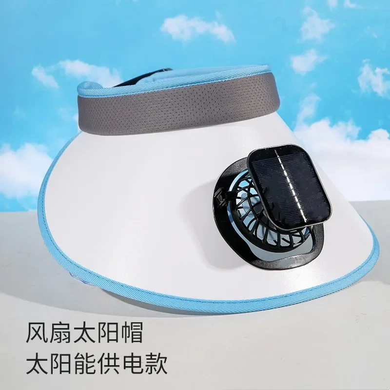 Summer solar fan hat, beach sun shading fisherman hat, elementary school student summer sun protection empty top hat beach hat