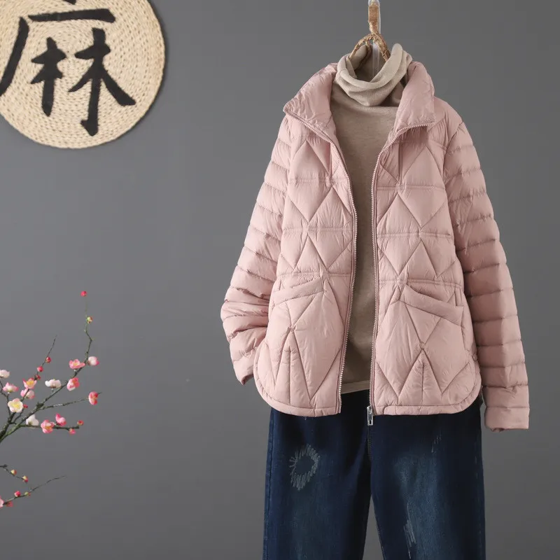 

Autumn Winter Light Thin White Duck Down Jacket Parka Women Short Lightweight Down Coat Ladies Casual Loose Warm Puffer Outwears