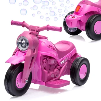 Kids Ride-On Bubble Car Motorcycle – 6V Battery Powered Electric Motorbike Toy with LED Headlights, Music & Fun Bubble Feature for Toddlers 3+ 1
