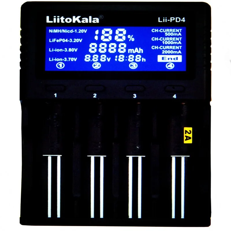 Battery Charger Battery Charger Adapter LiitoKala 18650 Battery Charger Lii-PD2 Lii-PD4 2 4 Slots AC 110V 220V For 18650 Charging 3.7V Rechargeable