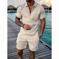 Ensemble deux pièces pour hommes, nouvelle marque tendance, impression aléatoire, décontracté, ample, manches courtes, ensemble Short et haut, été 1