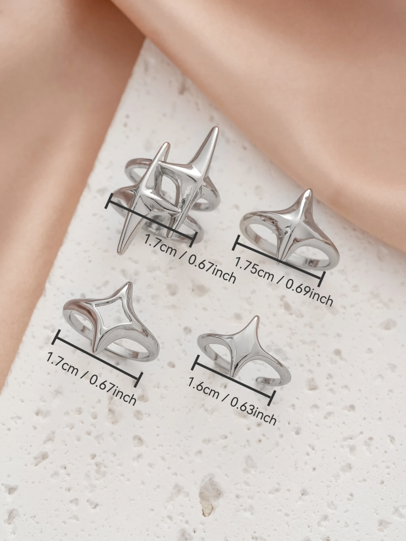 Hip Hop Exaggerated Ring Set Music Festival Party