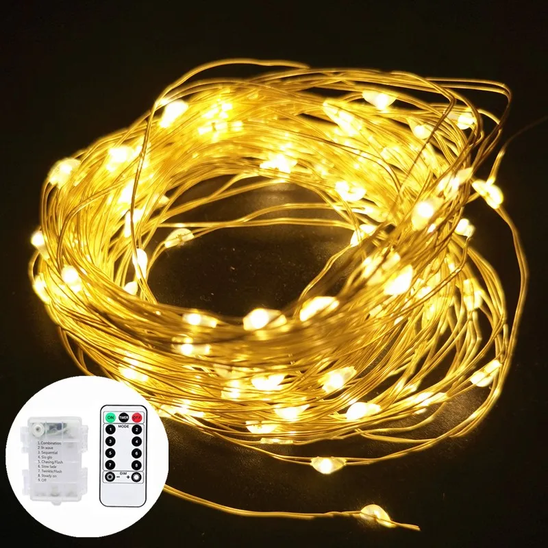 Copper String Lights, Fairy String Lights 8 Modes Battery Powered