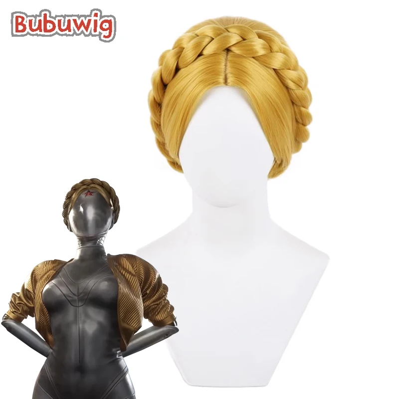 Bubuwig Synthetic Hair Game Atomic Heart Natasha Cosplay Wigs 4 Colors 30cm Short Brown Twins Dancers Braided Wig Heat Resistant мир игры atomic heart ver 2