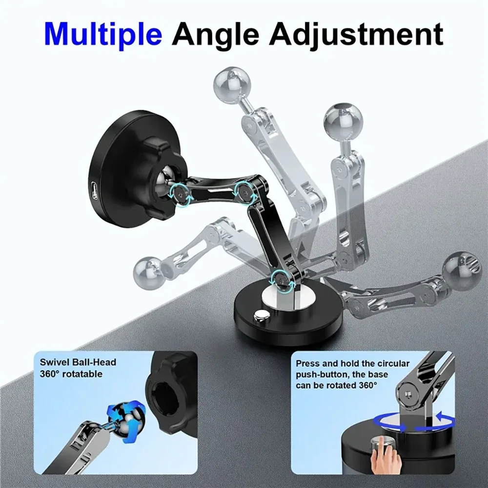 Magnetic Car Phone Holder Mount Wireless Charger Fast Charging Rotation Magnetic Car Phone Stand for IPhone 16 15 14 13 Samsung