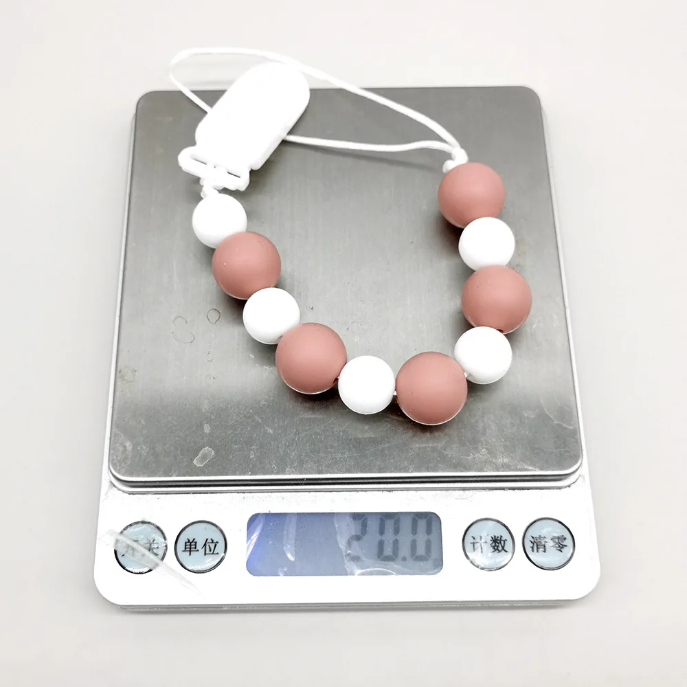 Baby Pacifier Clip Silicone Beads, Anti-Lost Pacifier Holder Strap, Safe Teething Toy Accessory for Infants, Fashionable Colors