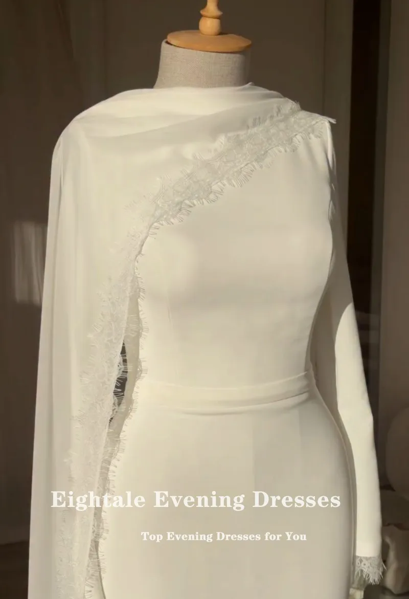 Eightale Arabic Wedding Dress Appliques Customized Ivory O-Neck Bridal Gown Long Sleeves Mermaid Bride Party Dress Robe De Marié
