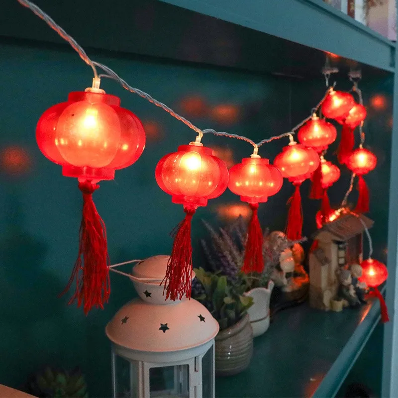 

1.5M 10LED Holiday Lights USB Charging Traditional Chinese Red Lantern Lamp for New Year Festival Decoration String Night Lights