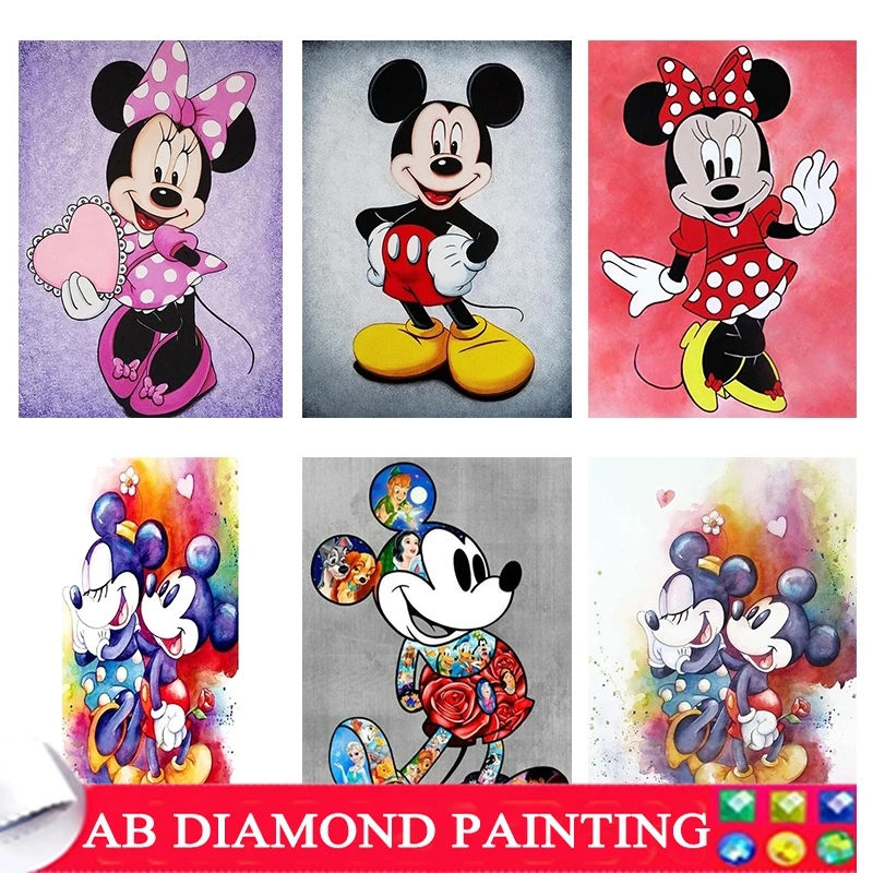 

AB drill квадратная 5D алмазная живопись, Дисней, Микки, Минни Маус, бриллиантовая мозаика, домашний декор 091