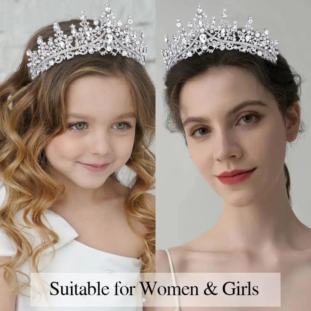 Hair headdress bridal headwear hair band crown Bling Rhinestone Crystal Crown Tiara Birthday Princess Sash and Crown for Women Birthday Princess Party Decorations