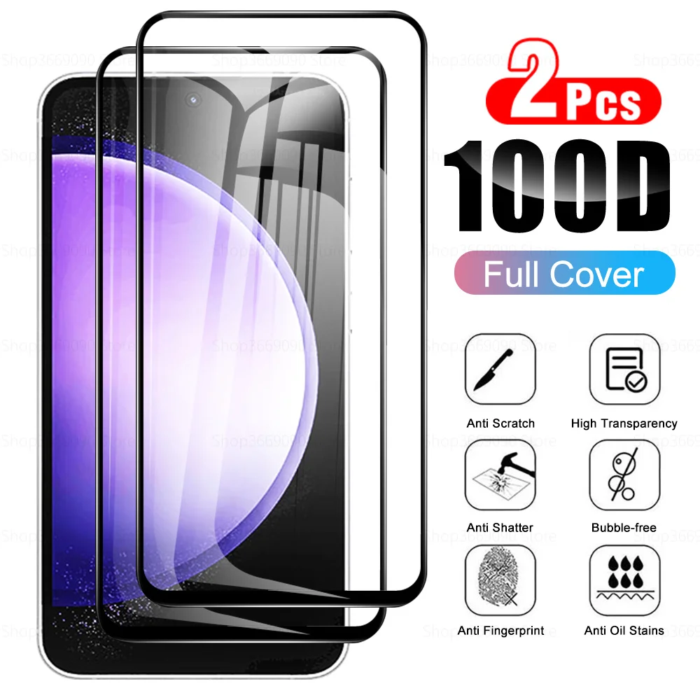 2Pcs Full Cover Tempered Glass Case For Samsung Galaxy S23 Fe Screen Protector For Samsung S21 Fe S23Fe 5G Protective Glass Film