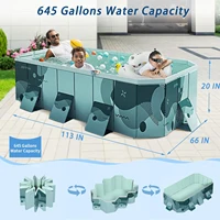 Piscine pliable pour la famille, structure non gonflable, piscine extérieure pour enfants, support épaissi, hors sol, pour 1 à 8 personnes, compatible avec une pompe à eau. 2