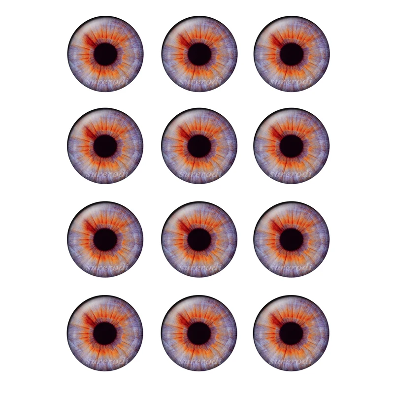 DIY 공예품용 초박형 유리 카보숑 인형 눈 칩, BH172, 봉지 당 12 쌍, 14mm