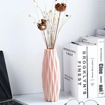 Modern Flower Vase Ceramic Look Room Decor Geometric Style Accent Vases Ornament Home Decoration 3 Color 4 Shapes 1