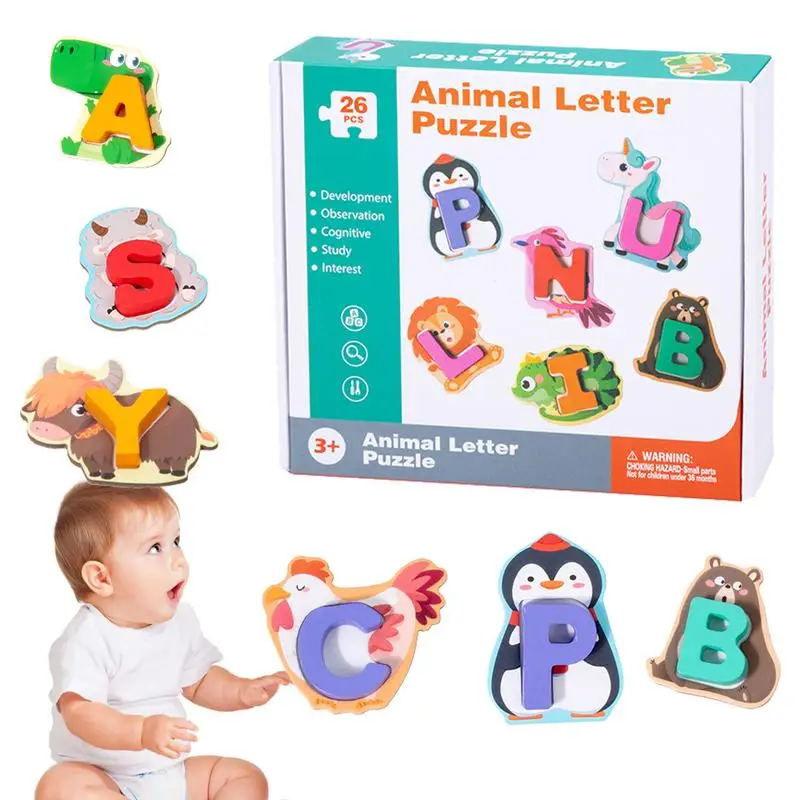 

Обучающие игрушки Монтессори с алфавитом, деревянная головоломка с буквами, Обучающие Подходящие Игрушки для мелкой моторики, мультяшный набор для сортировки