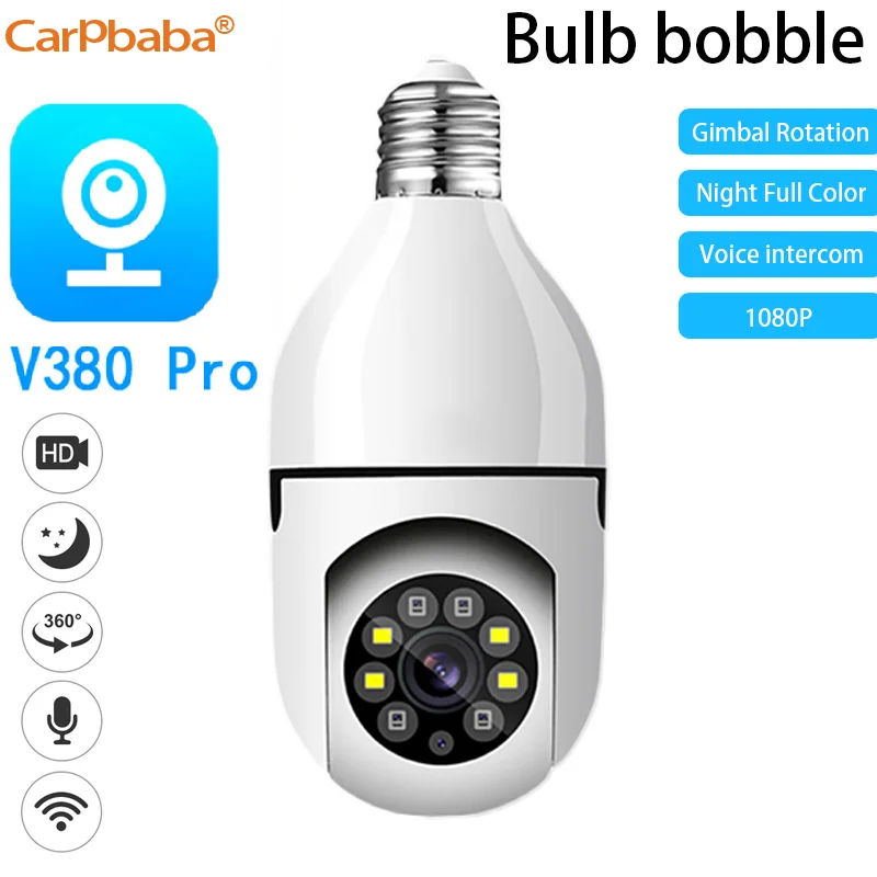 V380Pro App Wifi Camera 1080P Wifi Bulb E27 Surveillance Camera Color Night Vision Human Tracking Smart Home Security Protection
