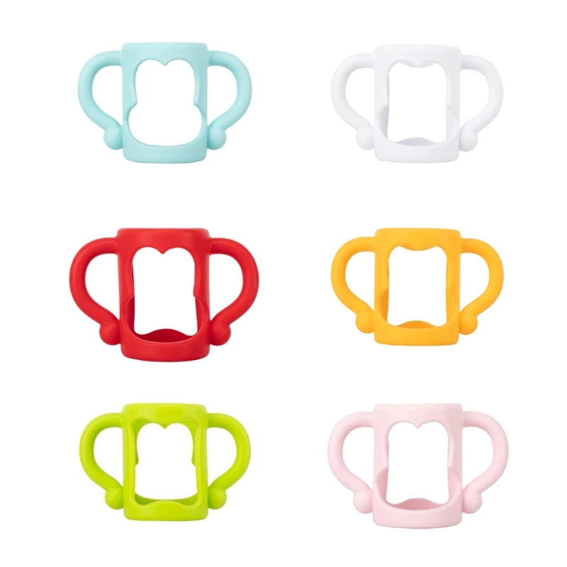 

N80C Silicone Baby Bottle Holder Feeding Bottles Easy Cleaning Easy Grip Hand Shank For Auxiliary Milk Drinking