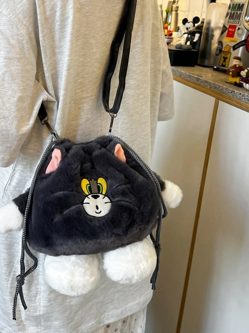 Girl Plush Bag Handbag Single Shoulder Bag Drawstring Cartoon Doll Storage