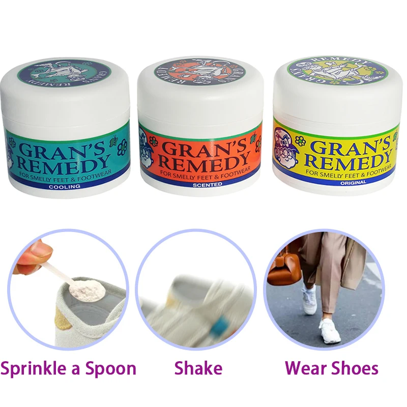 Original Newzealand Grans Remedy Original Cooling Scented Foot Care Powder Smelly Feet Footwear