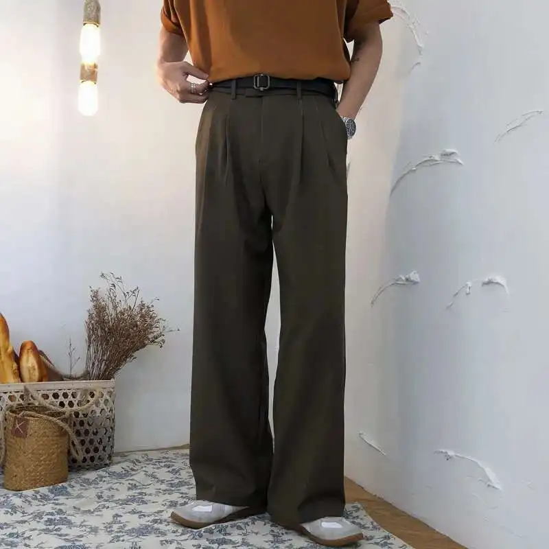Men's Wide Leg Casual Pants Fashion All-match Straight Trousers Loose Vintage Male Trousers 9Y1937