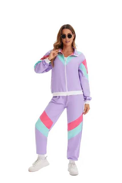 Vintage Tracksuit Retro Women Fantasy Fancy Dress Up 90S 80S