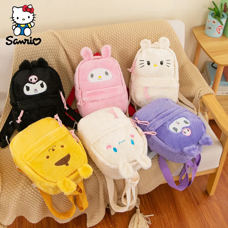 

Kawaii Sanrio Bag Cinnamoroll Backpack Kuromi Plush Bag Hello Kitty Schoolbag My Melody Bagpack High Capacity Travel Bags Girls