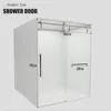 Frameless Slidable Shower Door, 56-60" W × 76" H, 5/16" Clear Tempered Glass,  Noiseless, Waterproof, Shatterproof，Silver 4