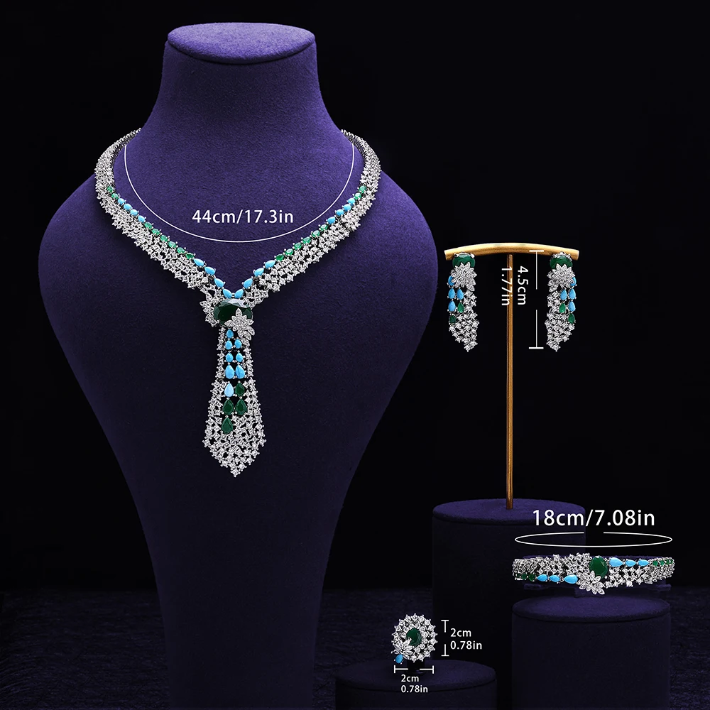 Luxury 4-piece sparkling crystal wedding bride sparkling jewelry accessories suitable for bridal parties, dates, queen gifts - Image 2