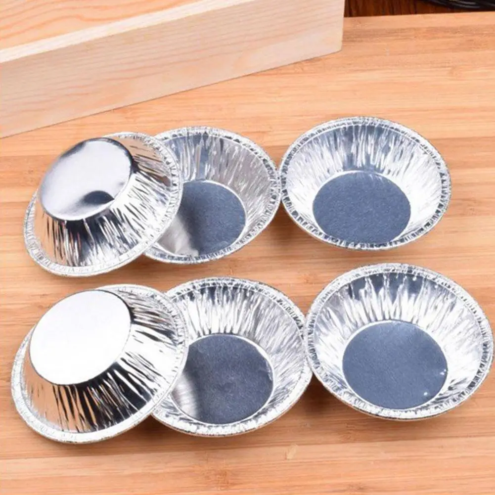Disposable Baking Molds 100/200Pcs Egg Tart Molds Aluminum Foil Cupcake Mold Disposable Cake Cookie Mold Mini Pot Egg Tart Molds Baking Tray Tartlets