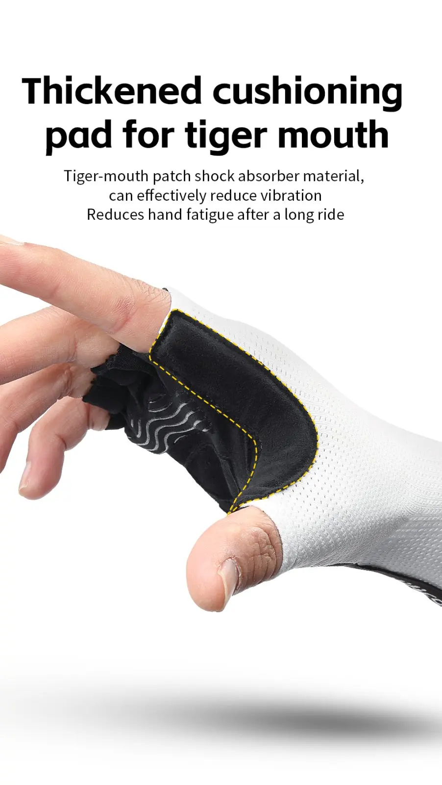 Kurze Fahrradhandschuhe, fingerlose Handschuhe, rutschfest, Fahrrad, Lycra-Stoff, Halbfinger-Handschuh für MTB, Rennrad, Sport, Rennen – Detail 6