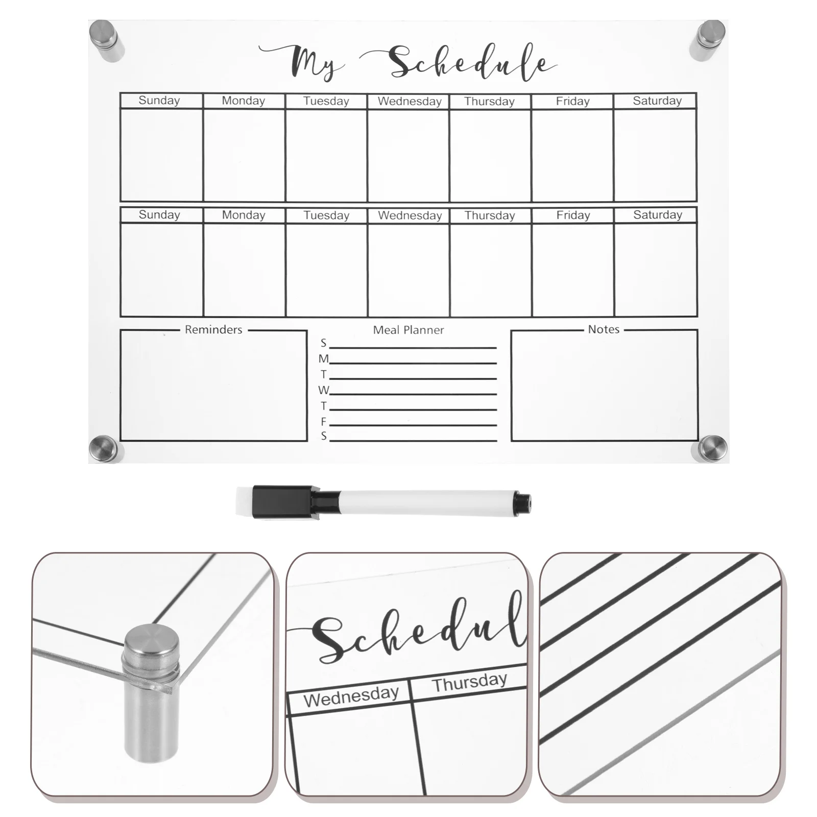 

Glass Fridge Small Dry Erase Board Desktop Dry Erase Board Hanging Desk Calendars Weekly planner magnetic Chalkboard Acrylic