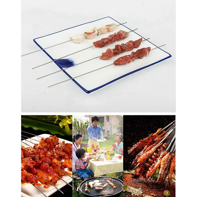 2Db 15,7 Hüvelykes Grillező Fanka 50 Db Rozsdamentes Acél Bbq Nyársi Tűbotok Tárolócsővel - Image 2