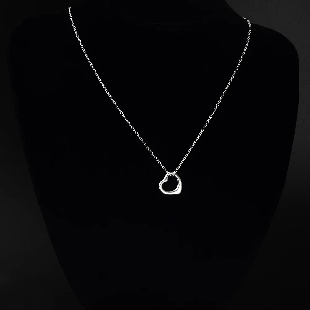 925 Sterling Silver heart Pendant Necklace For Women Holiday gift party wedding accessories charms Jewelry pendant necklace silver necklace silver pendant silver necklace charms 45cm
