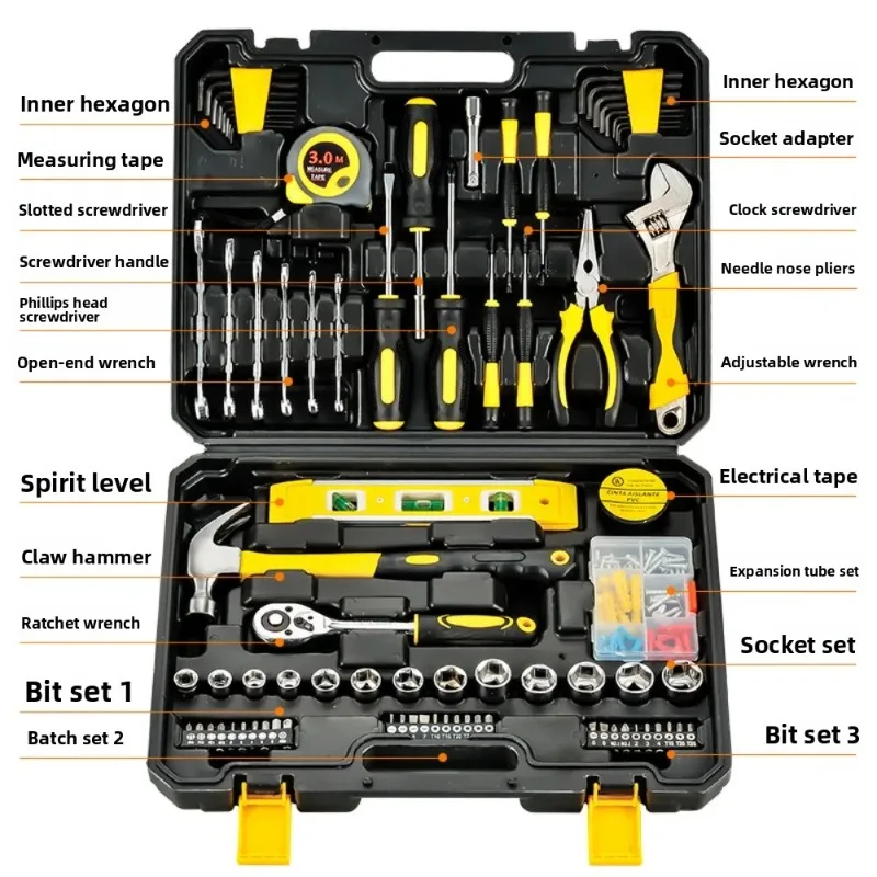 Juego de Herramientas Completo de 108 Piezas, Mejor Vendedor 2026, Caja de Herramientas Portátil, Herramientas Manuales para Reparaciones del Hogar y Automóvil