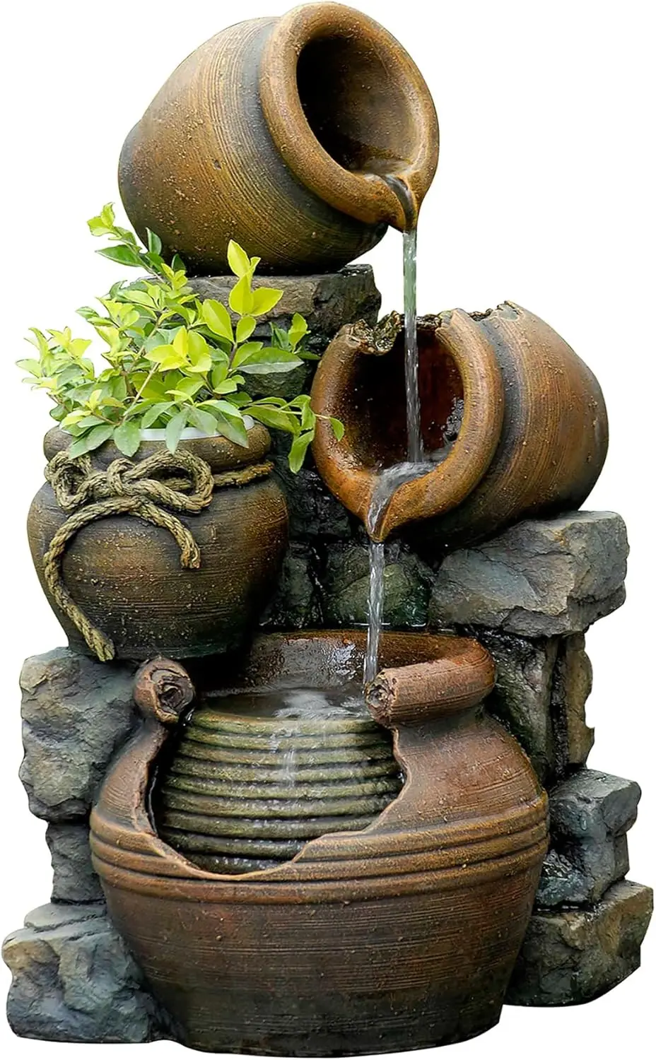 Outdoor Water Fountain with Flower Pots - view 1